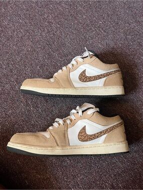 Men’s Nike Air Jordan 1 Low SE "Brown Elephant" Suede Sneakers